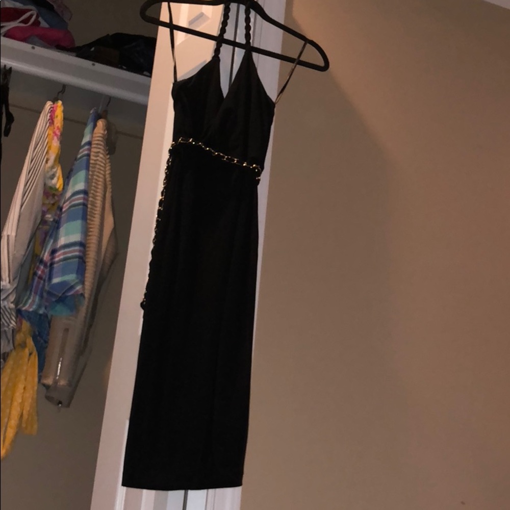 Black mini dress.
